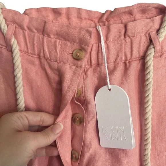 Louise Misha Arlie Pants Sienna Pink 100% Linen Rope Waist Sz 42 | US 8 NWT - Picture 9 of 9